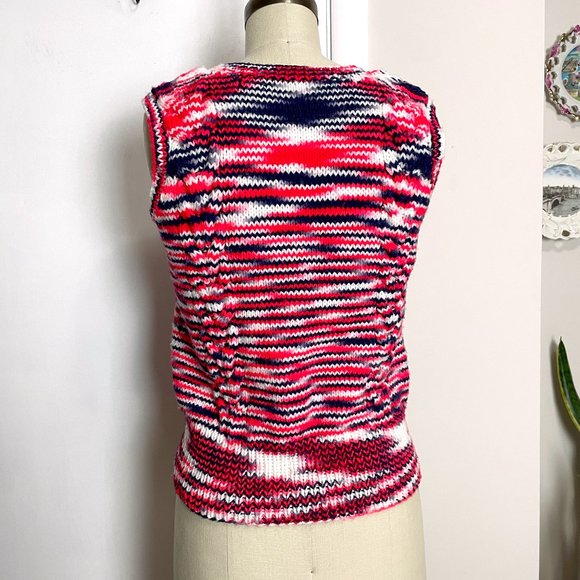 Red, white and blue ombre cable knit pullover vest - size M - Picture 4 of 7